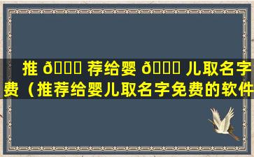 推 🍁 荐给婴 🐋 儿取名字免费（推荐给婴儿取名字免费的软件）